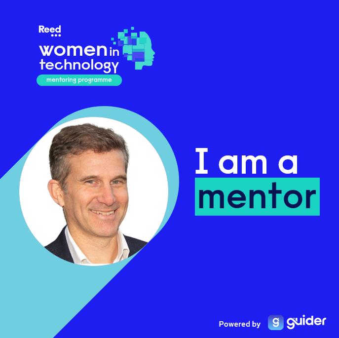 Reed Women in Technology mentoring programme card showing Mike Fraser as a mentor